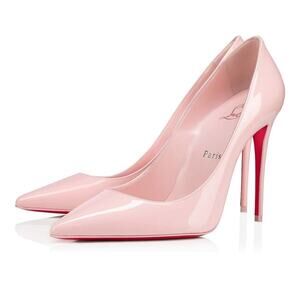 Christian Louboutin Kate 100 Poupee Pink Patent Leather Pointed Toe Heel Pump 35